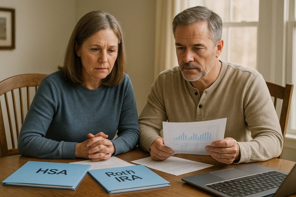 A couple analyzing they investments